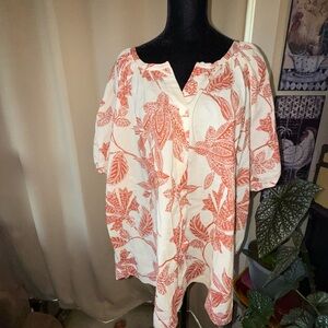 Maurices White and Red Floral Blouse